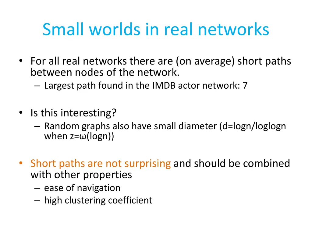 small worlds in real networks