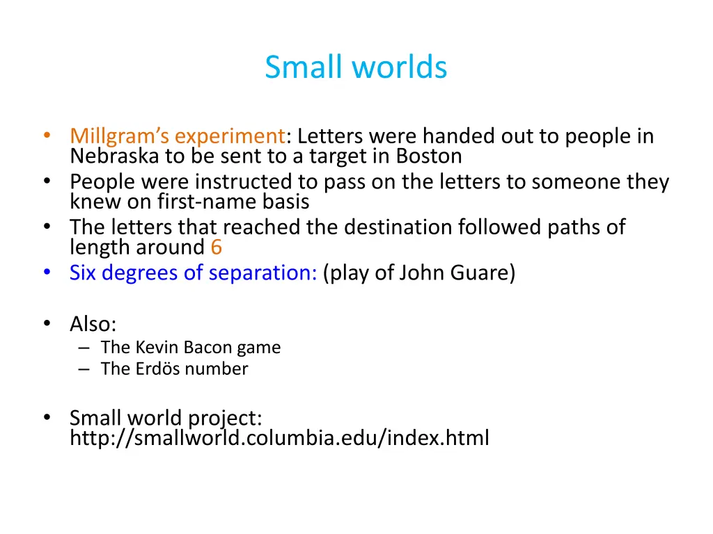 small worlds