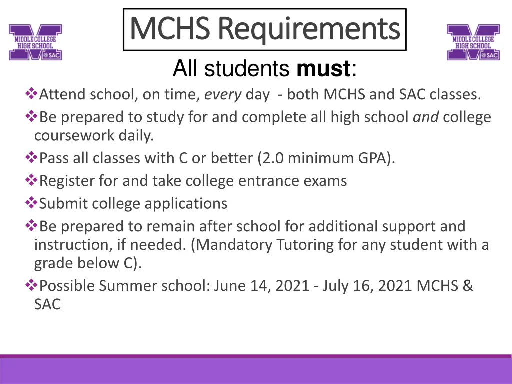 mchs requirements mchs requirements all students