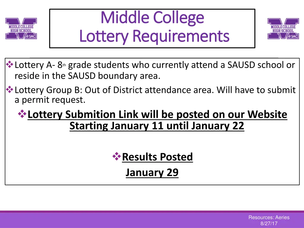 middle college middle college lottery