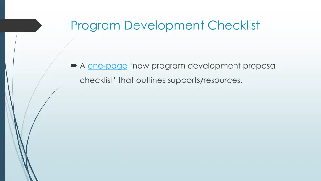 program development checklist