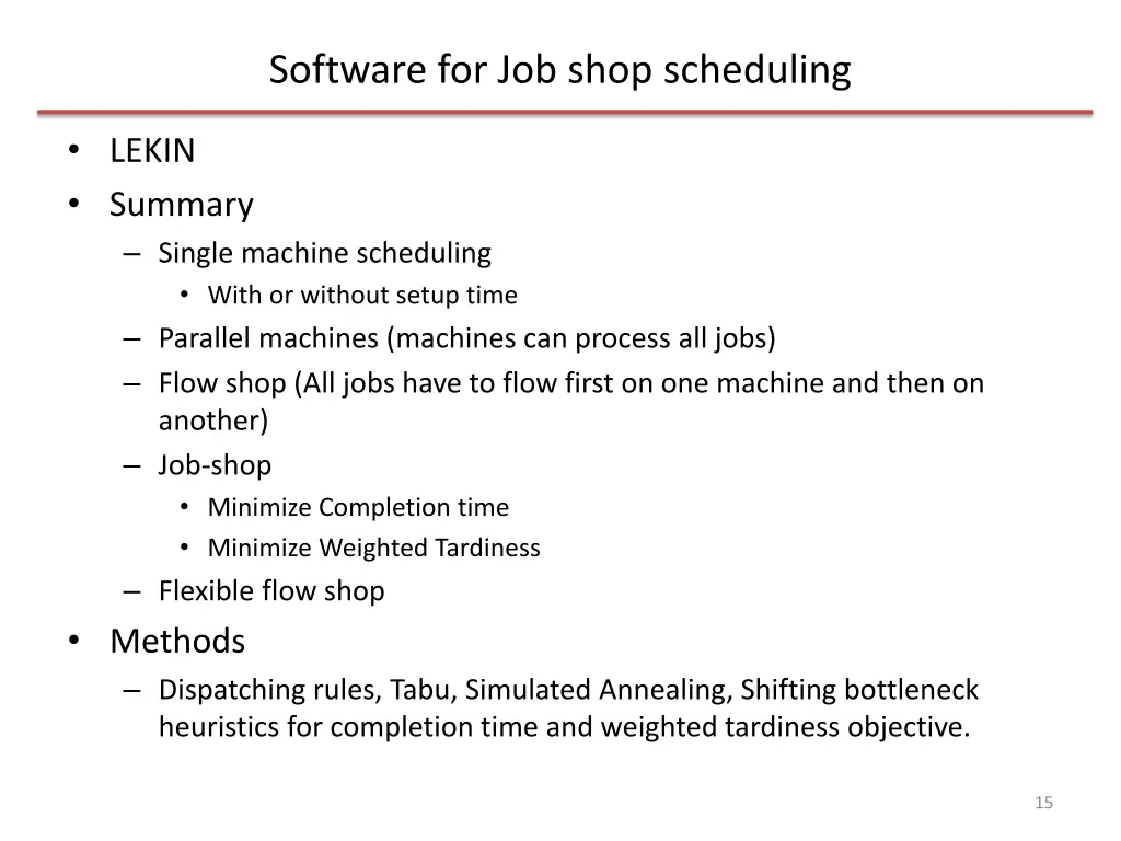 software for job shop scheduling