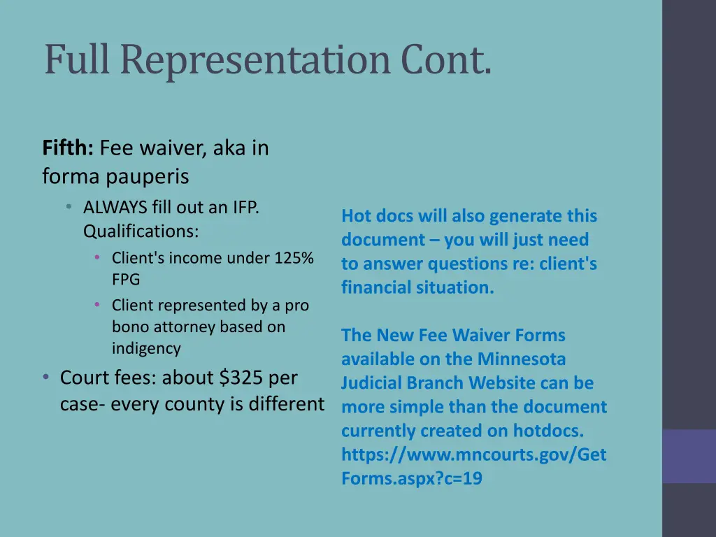 full representation cont 2