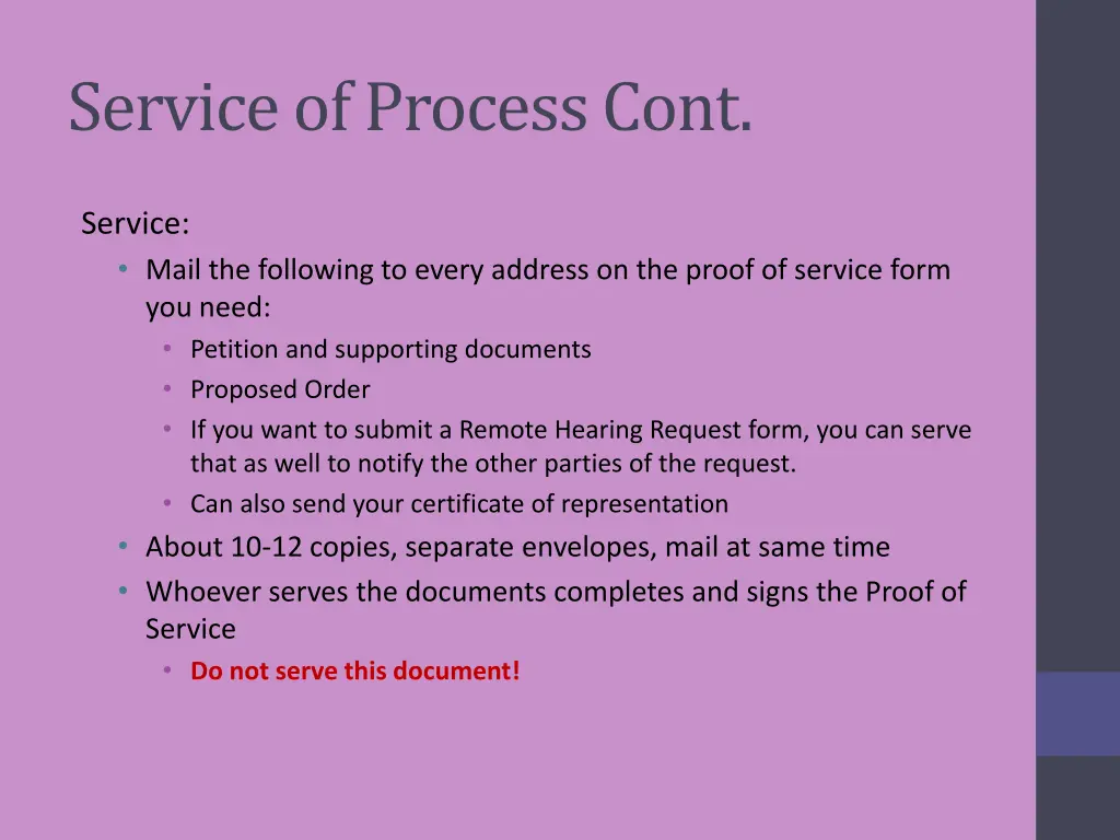 service of process cont