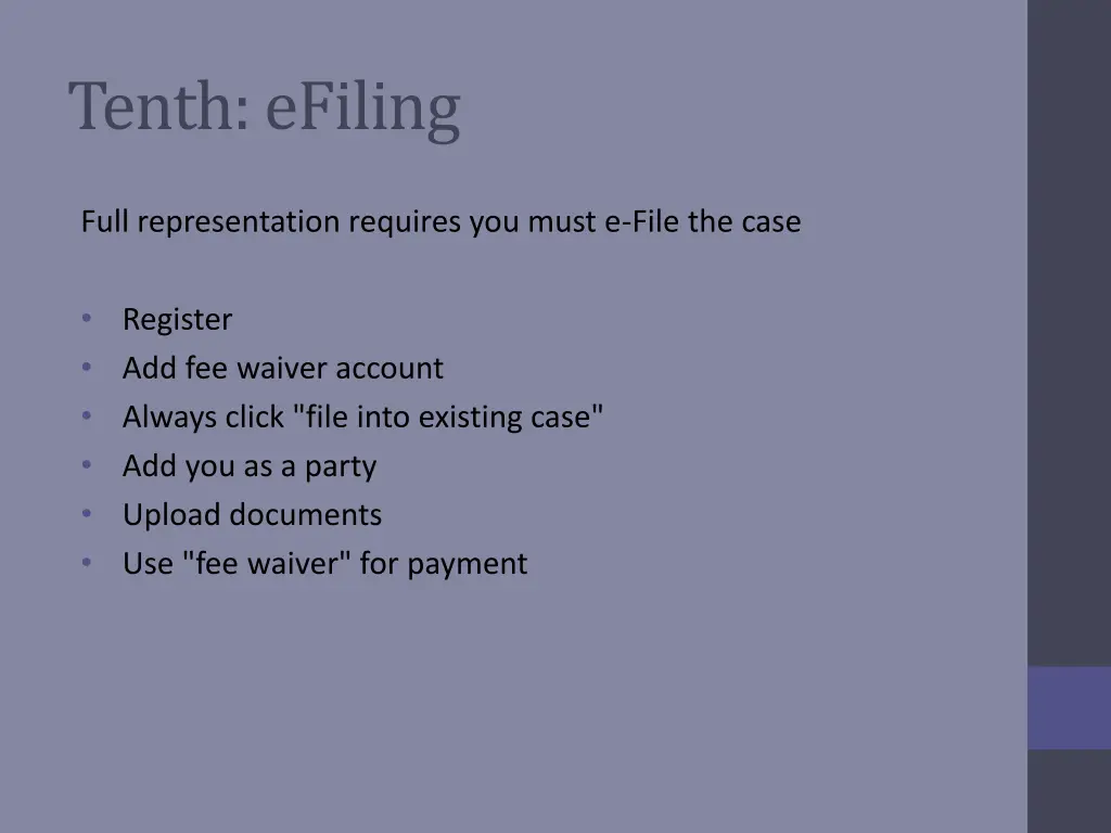 tenth efiling