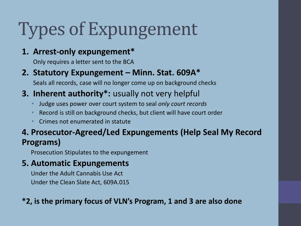 types of expungement