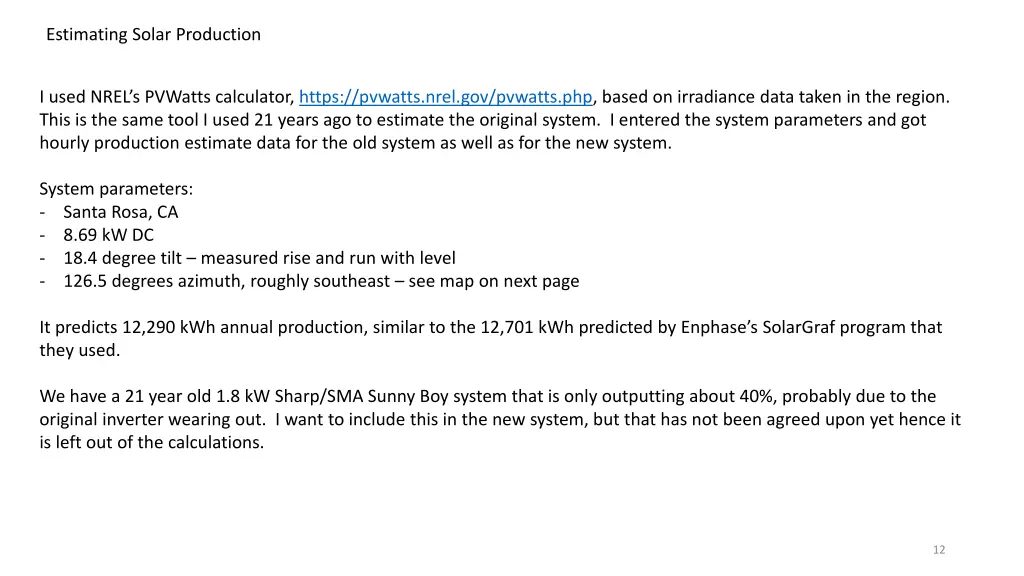 estimating solar production