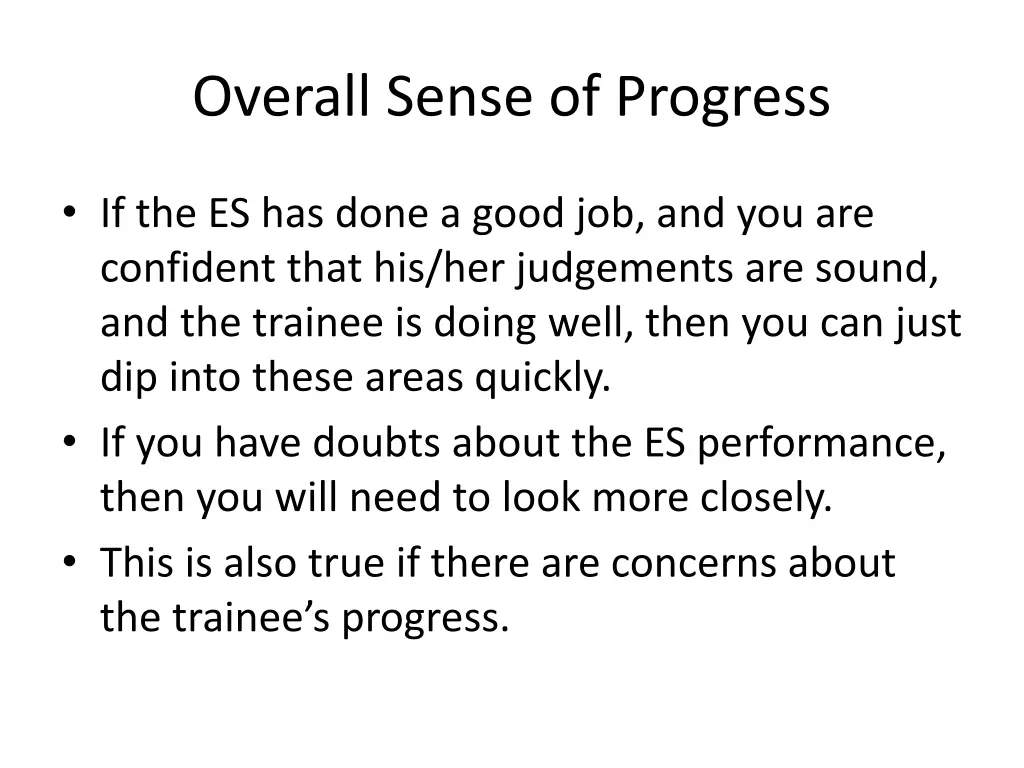 overall sense of progress
