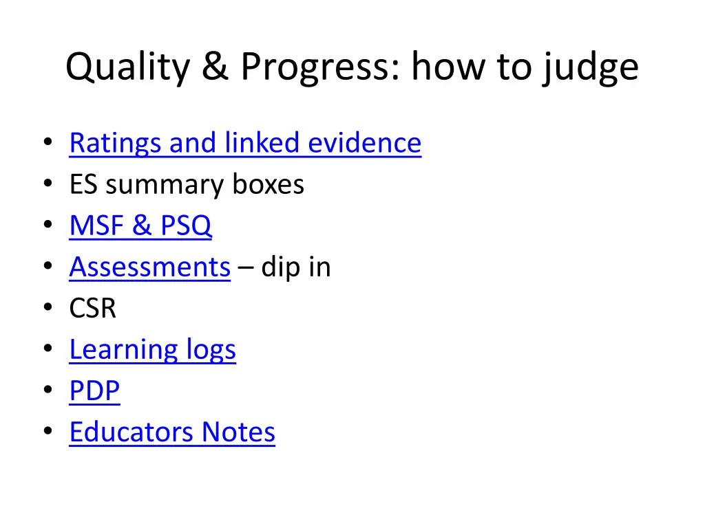 quality progress how to judge