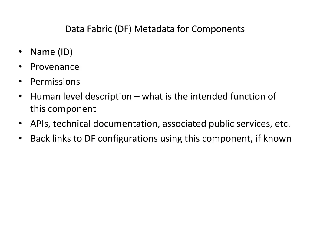 data fabric df metadata for components