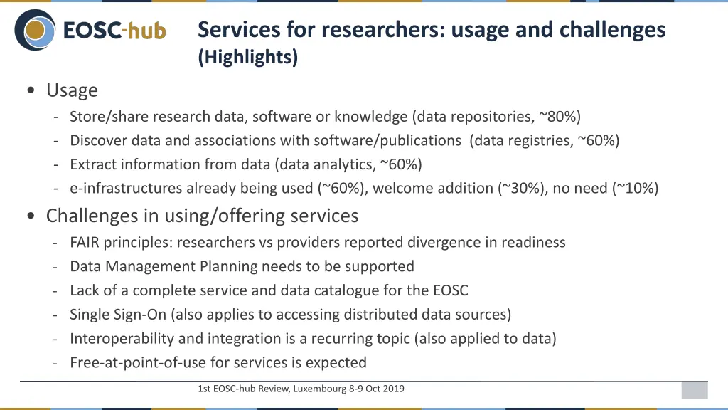 services for researchers usage and challenges