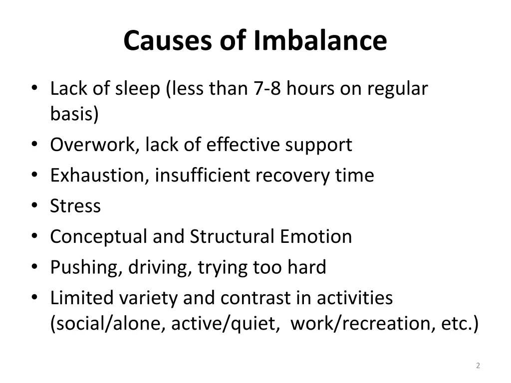 causes of imbalance