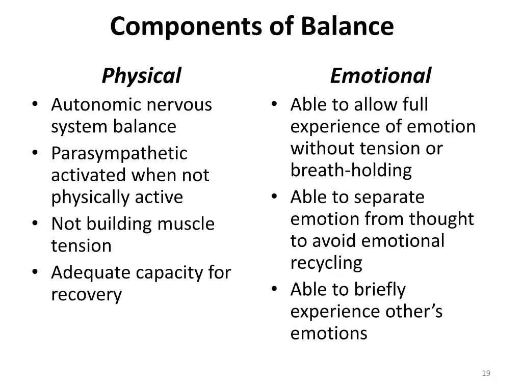 components of balance
