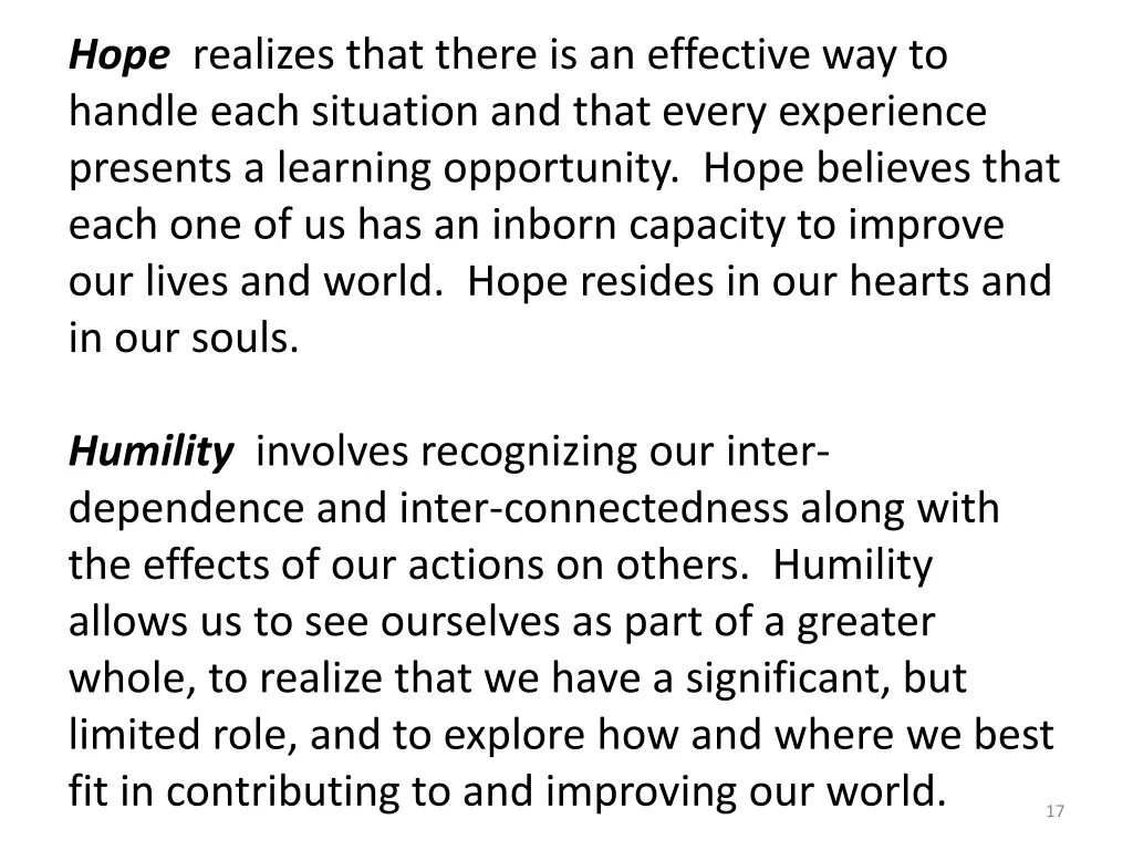 hope realizes that there is an effective