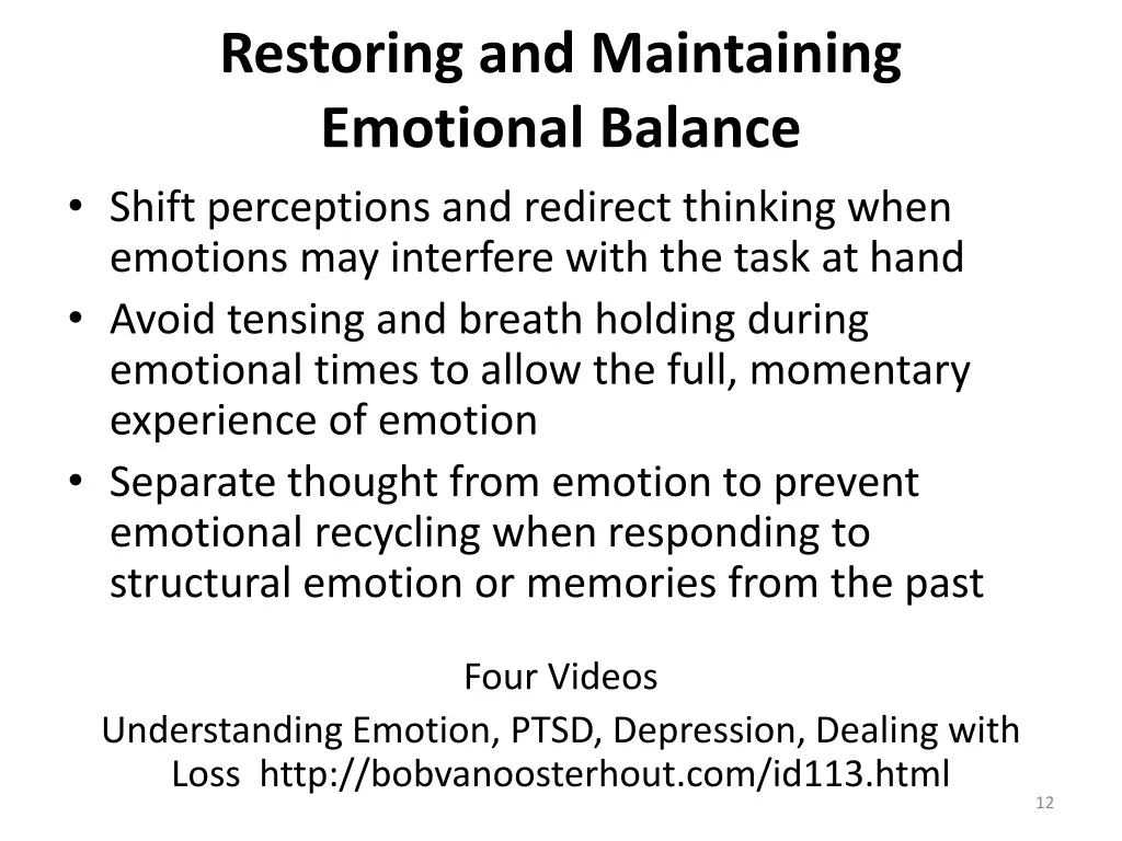 restoring and maintaining emotional balance shift