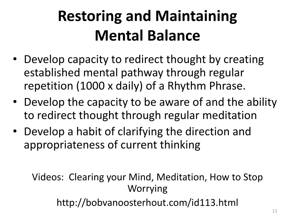 restoring and maintaining mental balance