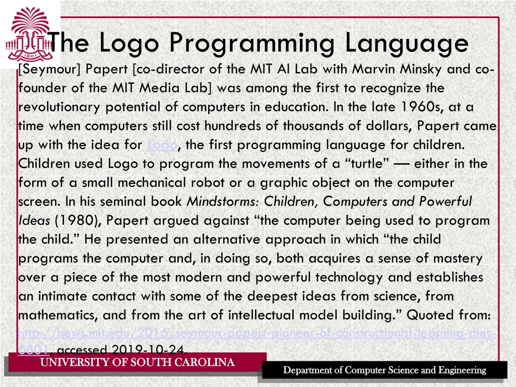 the logo programming language seymour papert