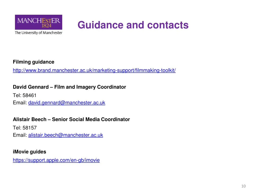 guidance and contacts