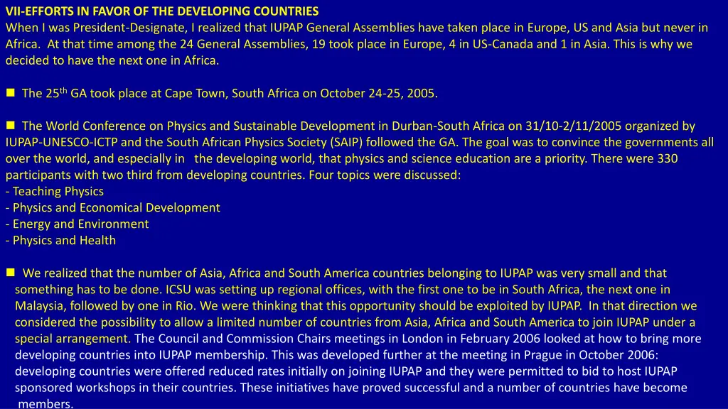 vii efforts in favor of the developing countries