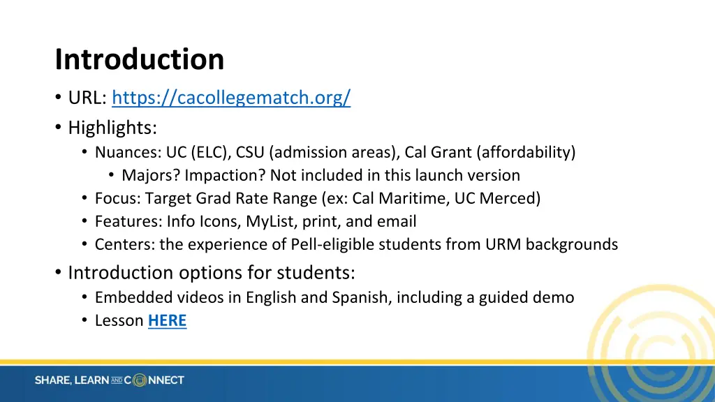 introduction url https cacollegematch