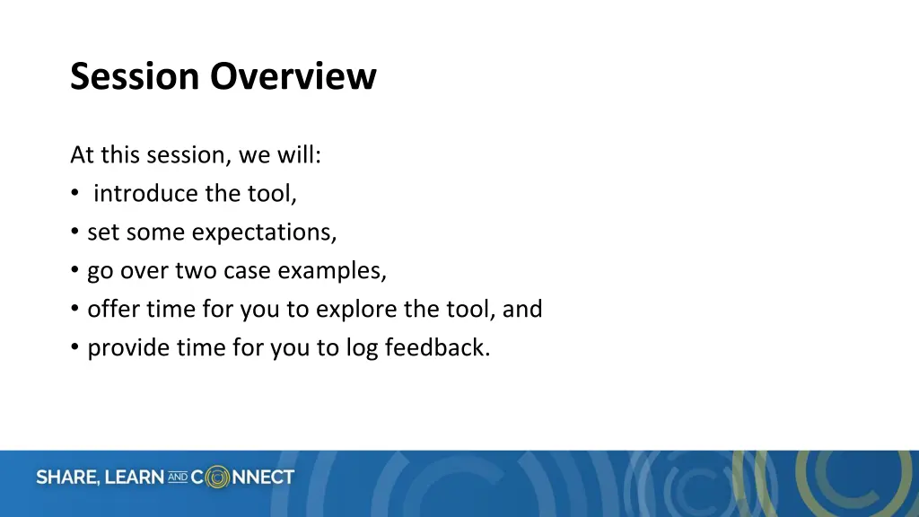 session overview 1