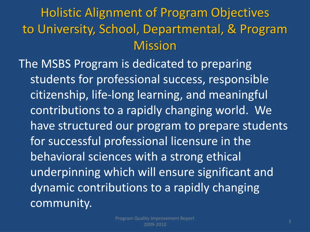 holistic alignment of program objectives 2