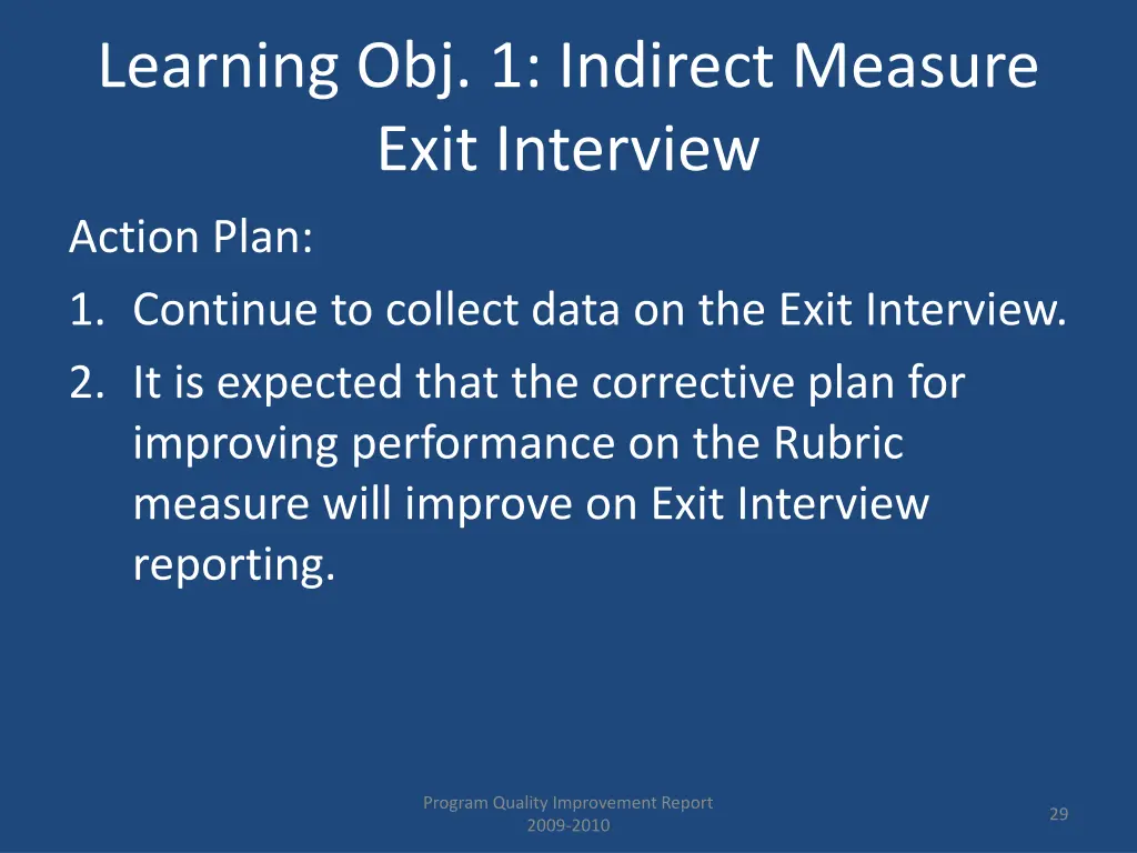 learning obj 1 indirect measure exit interview 1