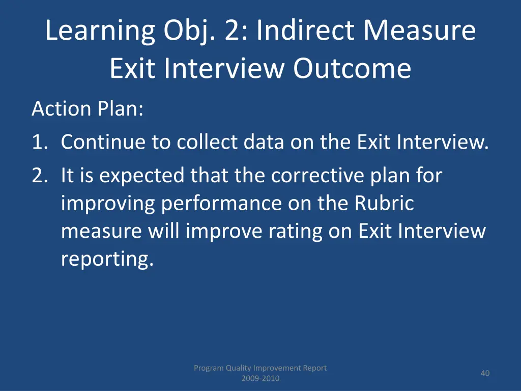 learning obj 2 indirect measure exit interview 2
