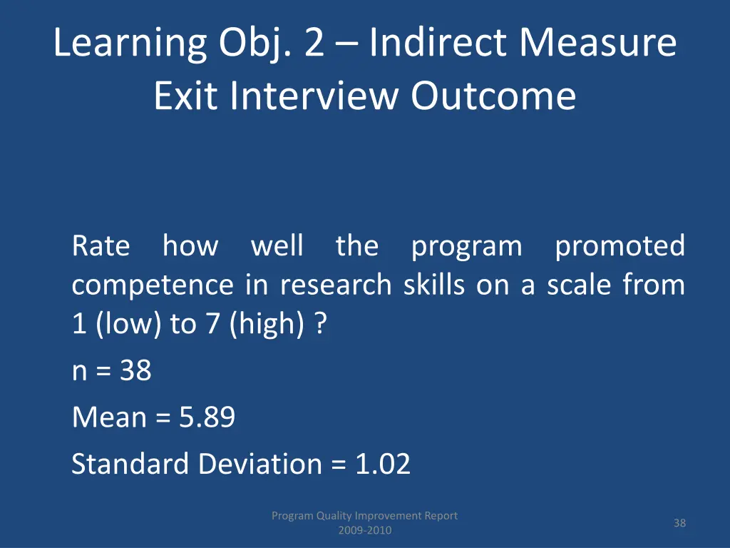 learning obj 2 indirect measure exit interview