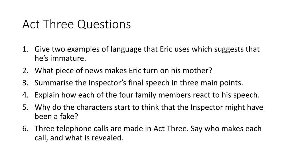 act three questions
