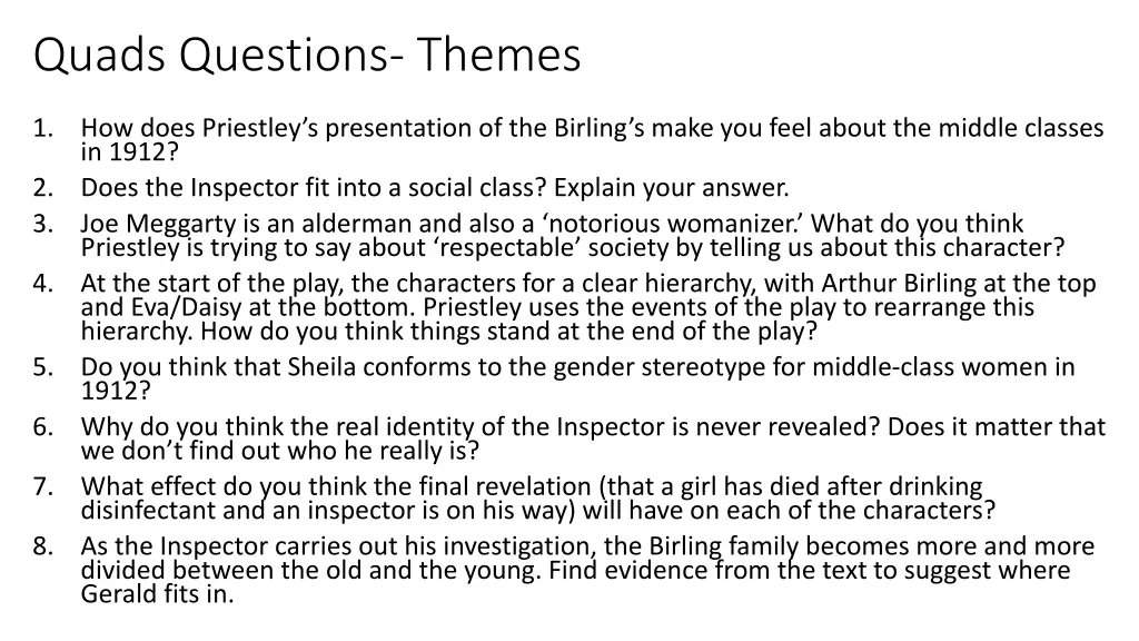 quads questions themes
