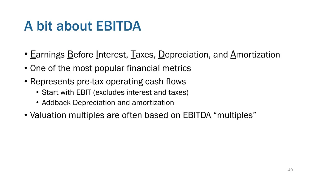 a bit about ebitda