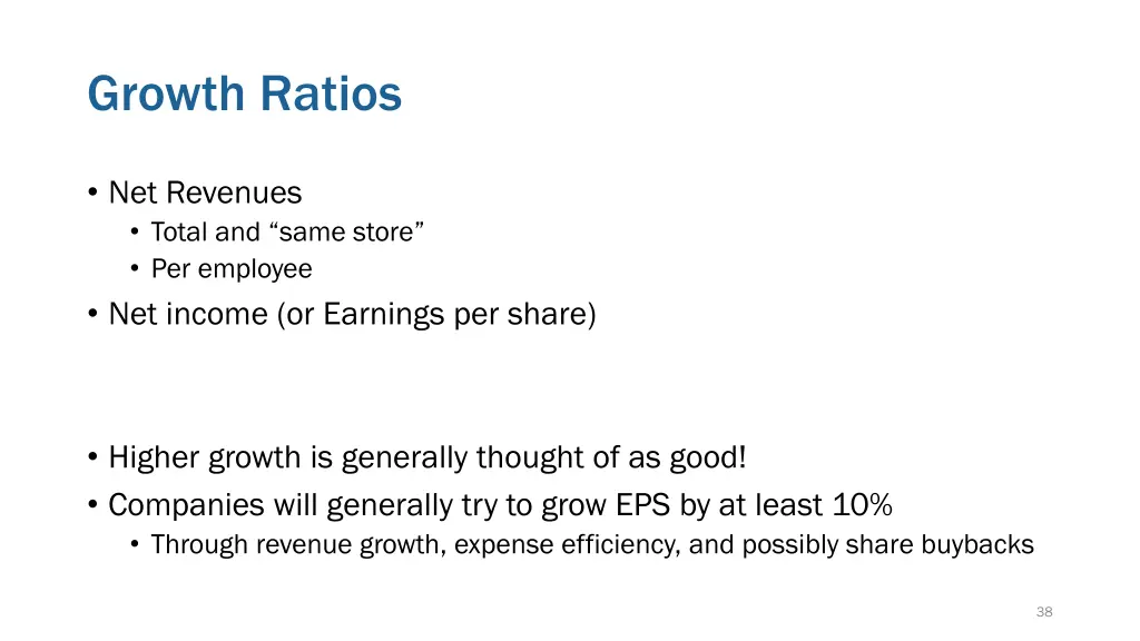 growth ratios