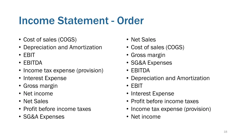 income statement order
