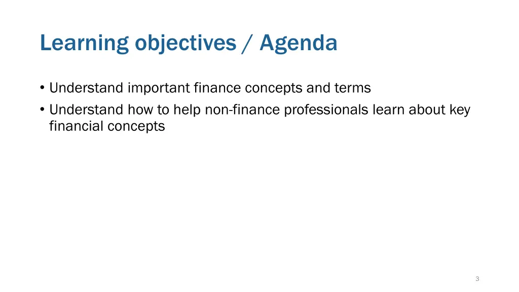 learning objectives agenda