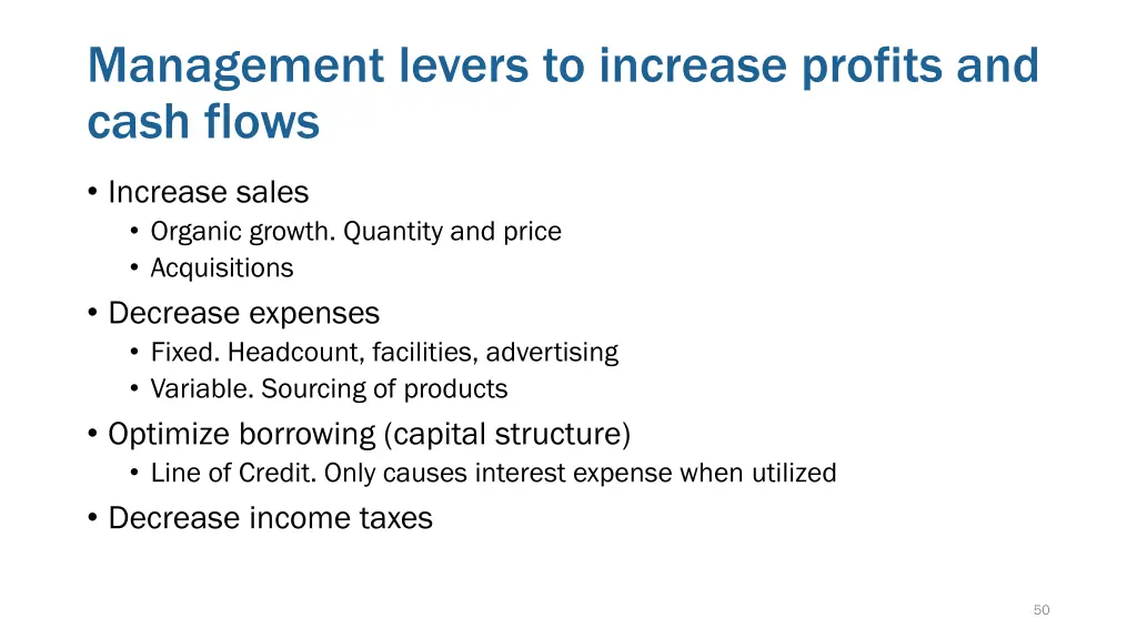 management levers to increase profits and cash