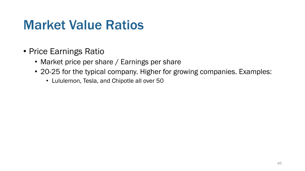 market value ratios