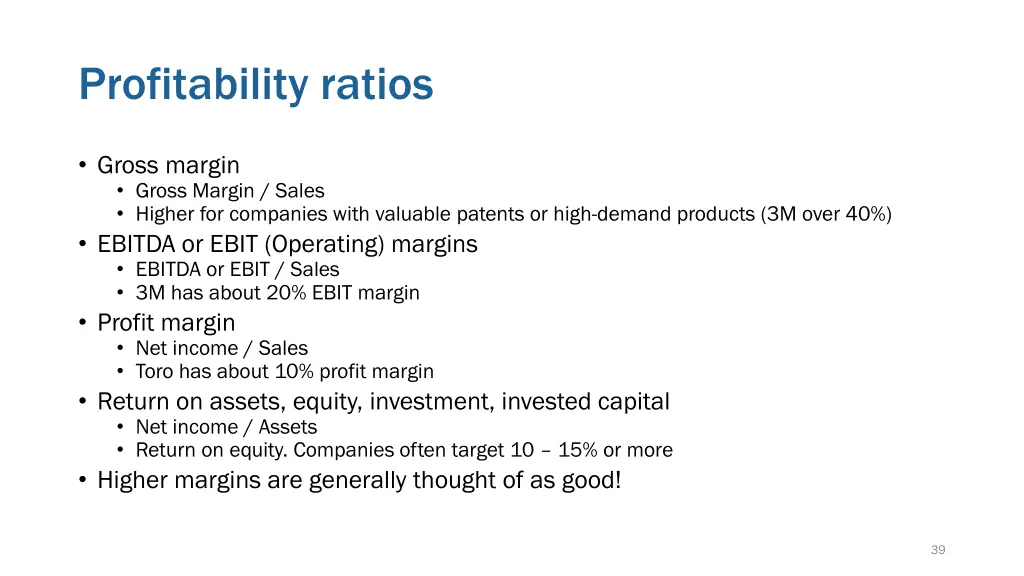 profitability ratios