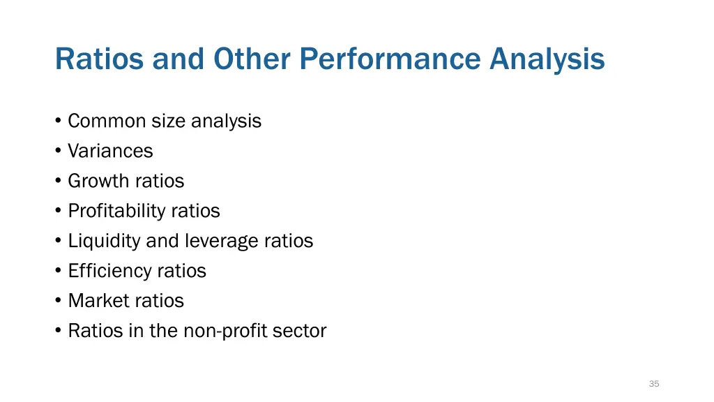 ratios and other performance analysis