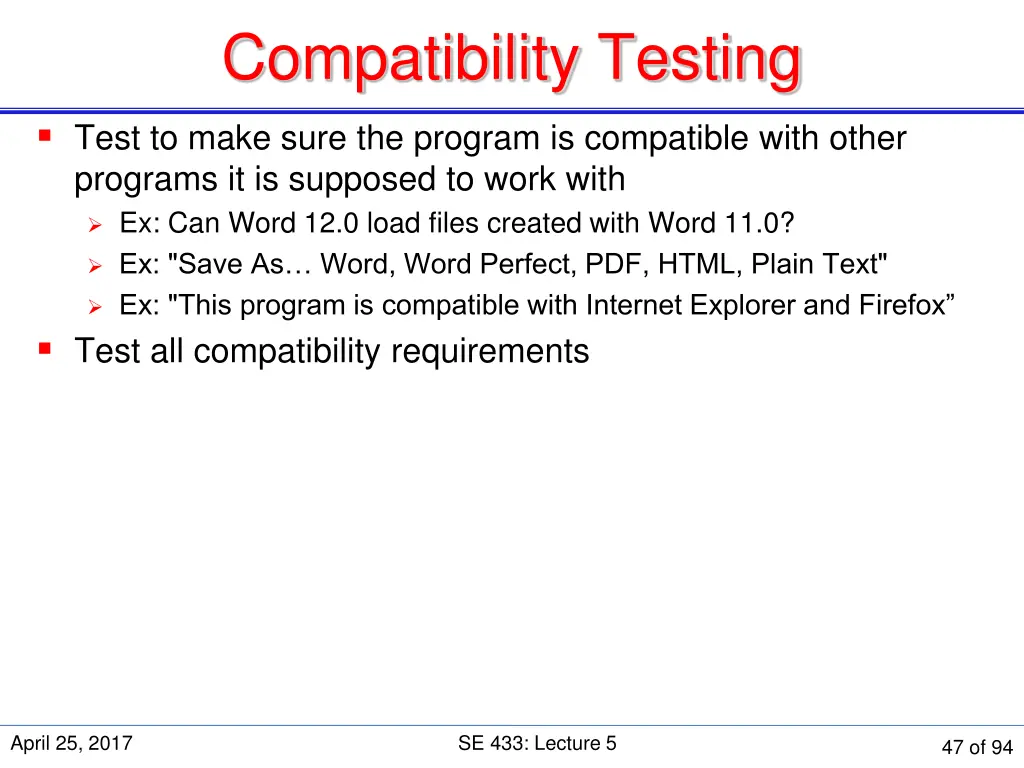 compatibility testing
