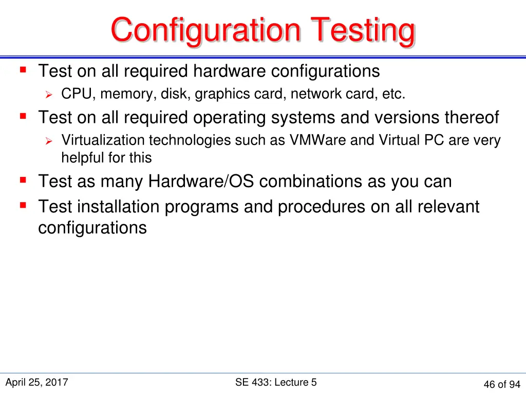 configuration testing