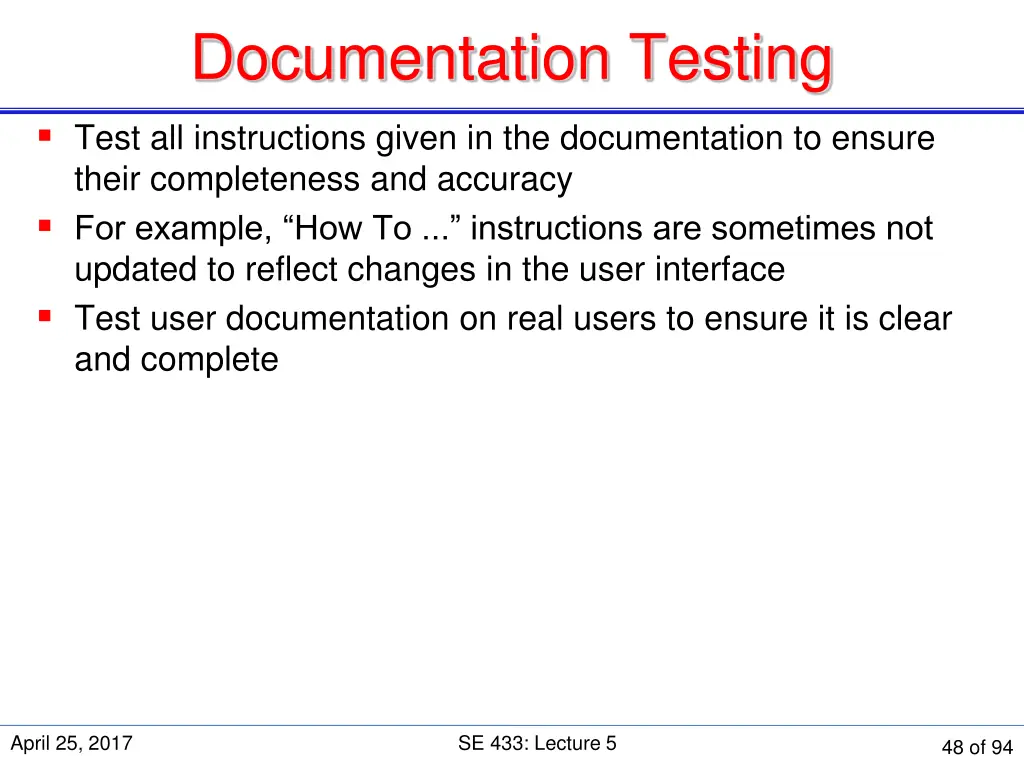documentation testing