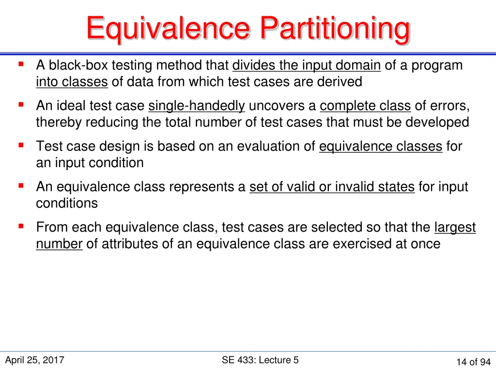equivalence partitioning