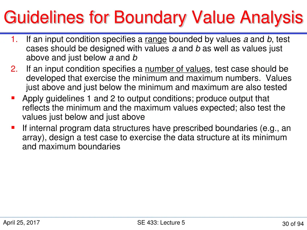 guidelines for boundary value analysis
