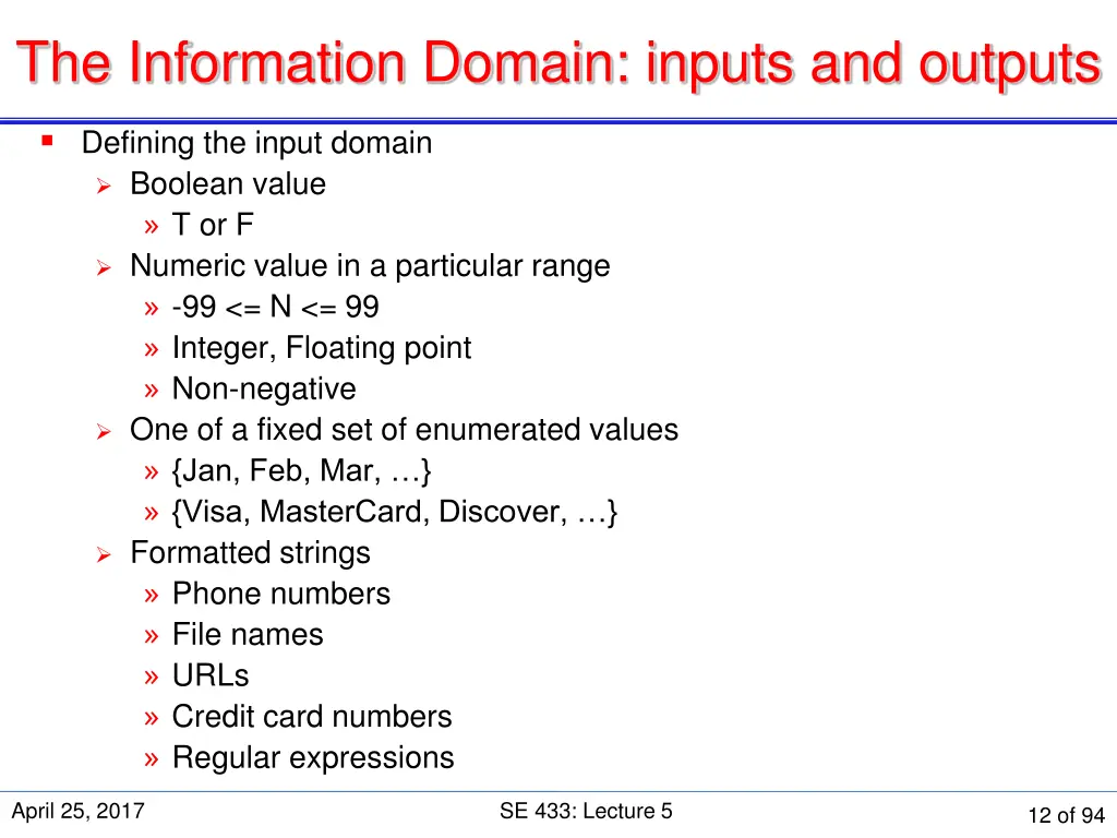 the information domain inputs and outputs 1