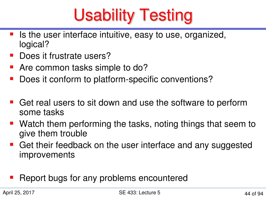 usability testing