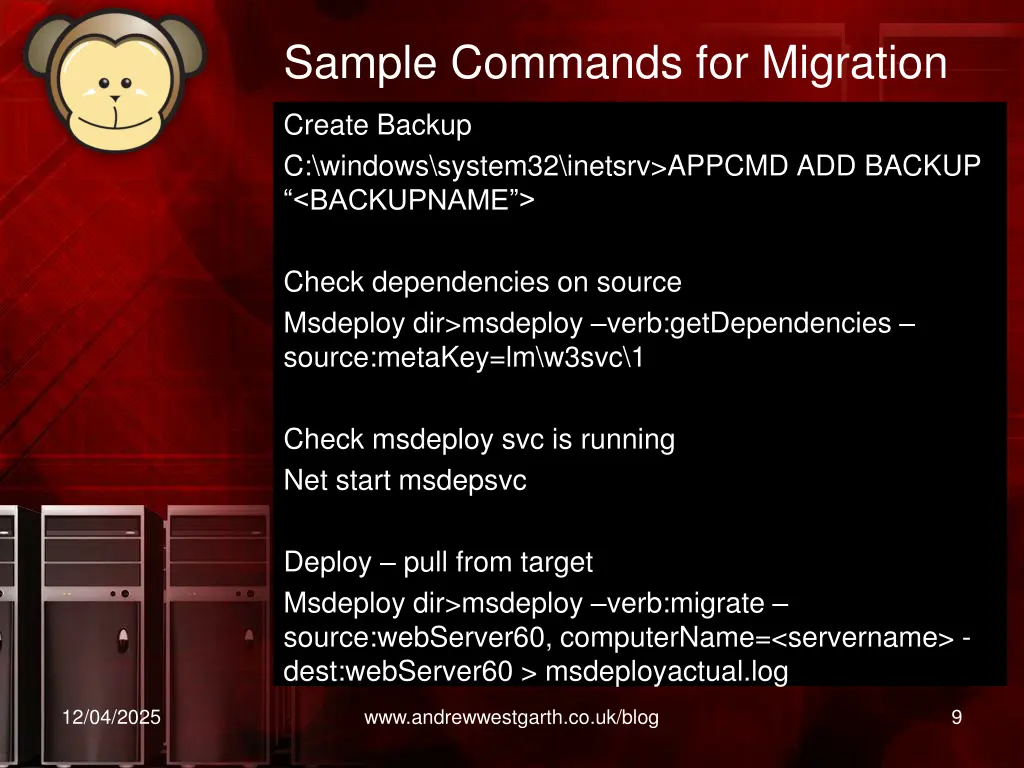 sample commands for migration