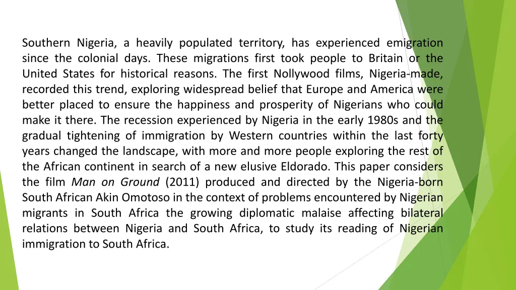 southern nigeria a heavily populated territory