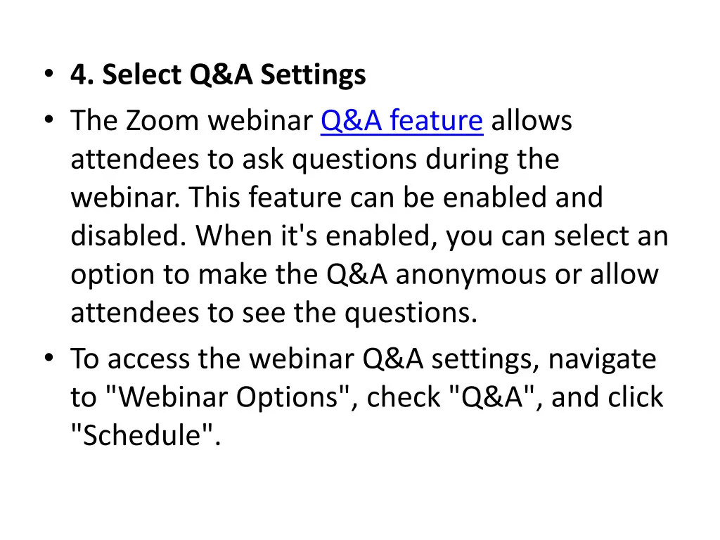 4 select q a settings the zoom webinar