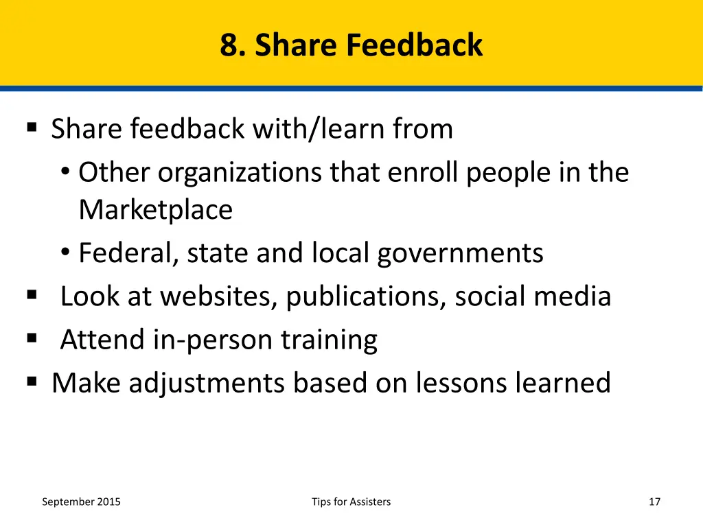 8 share feedback